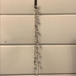 Faux pearl and brown twine necklace/bracelet